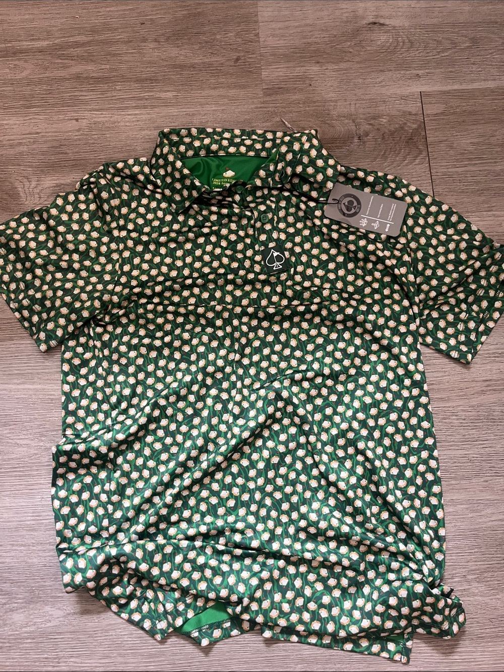 NWT Augusta2024 limited edition  Patterned Polo Shirt with Cream Accents